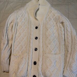 Vintage Macy's Ivory Cable Knit Cardigan Sweater grandma core